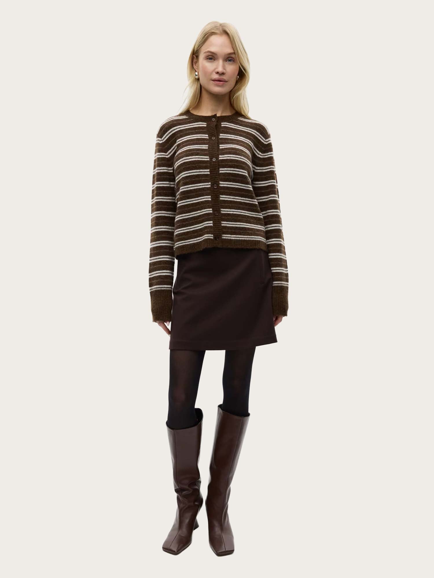 Enada LS Cardigan ST - Pine Stripe