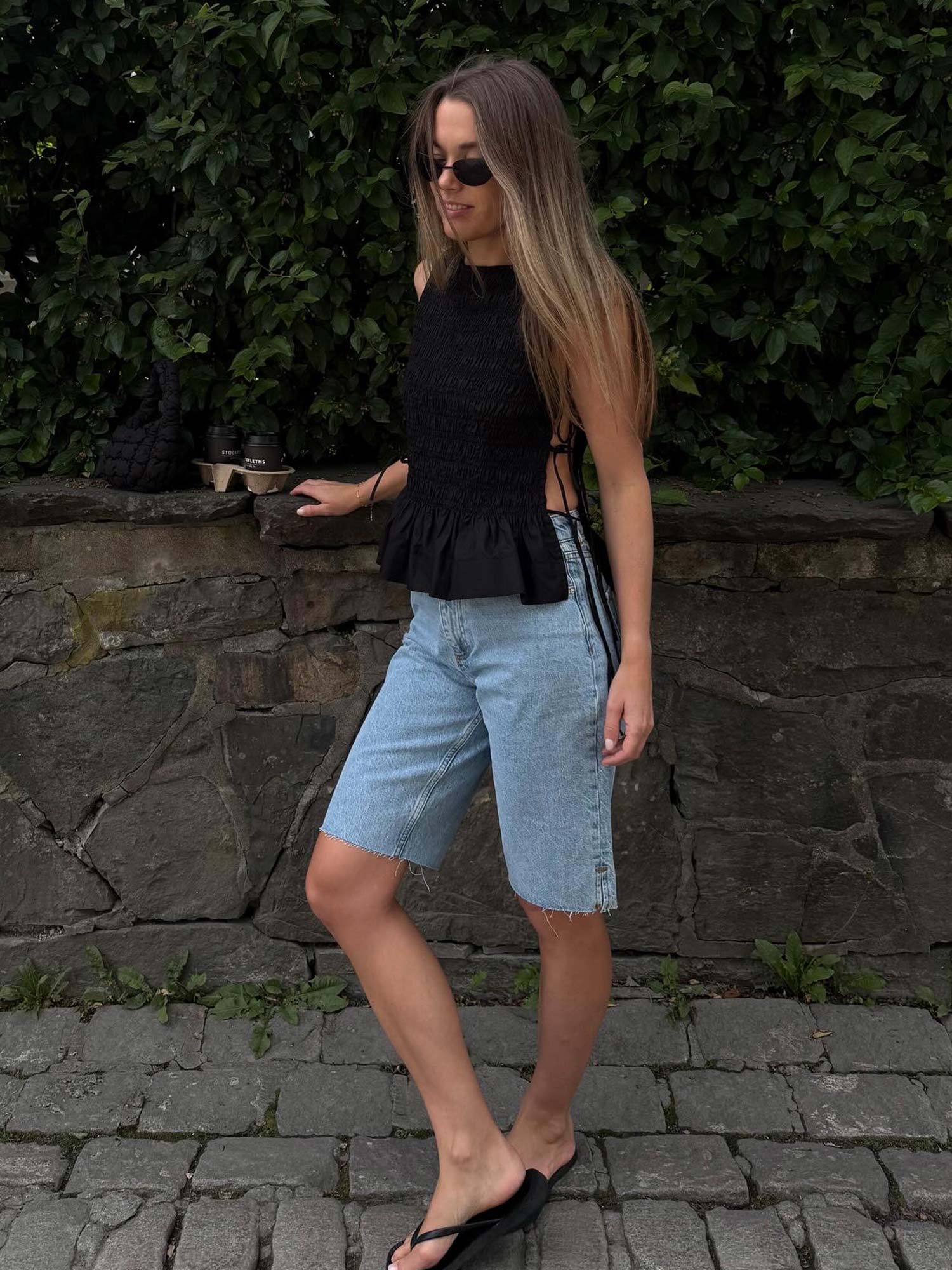 Enbree Straight Shorts - Mid Light Blue