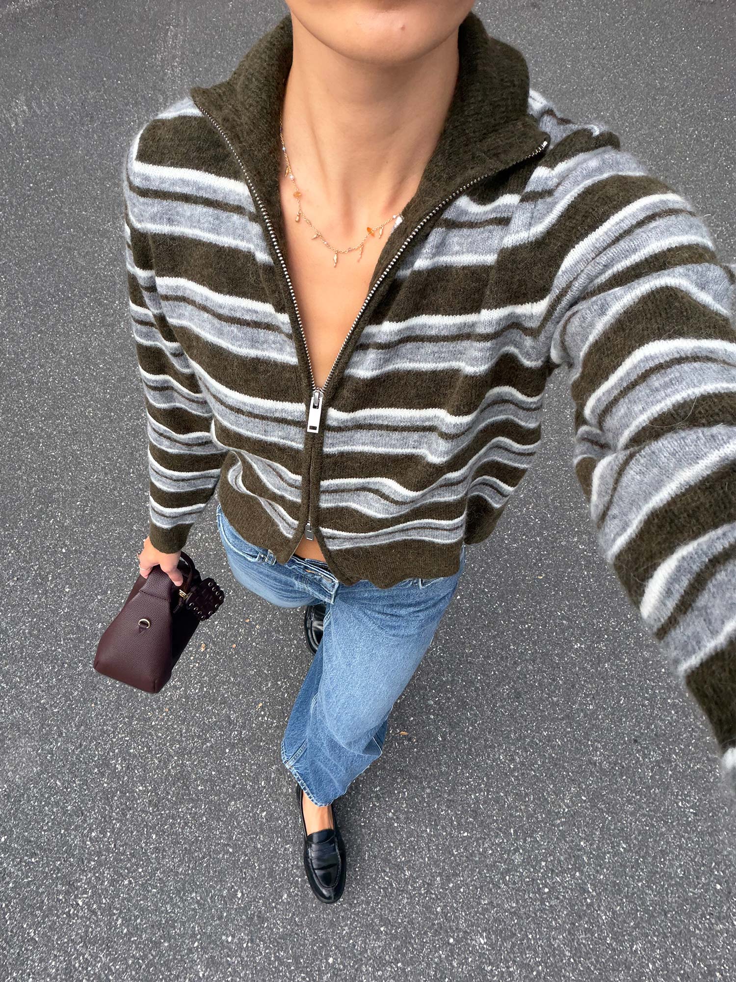 Enbessie Ls Cardigan - Olive Stripe