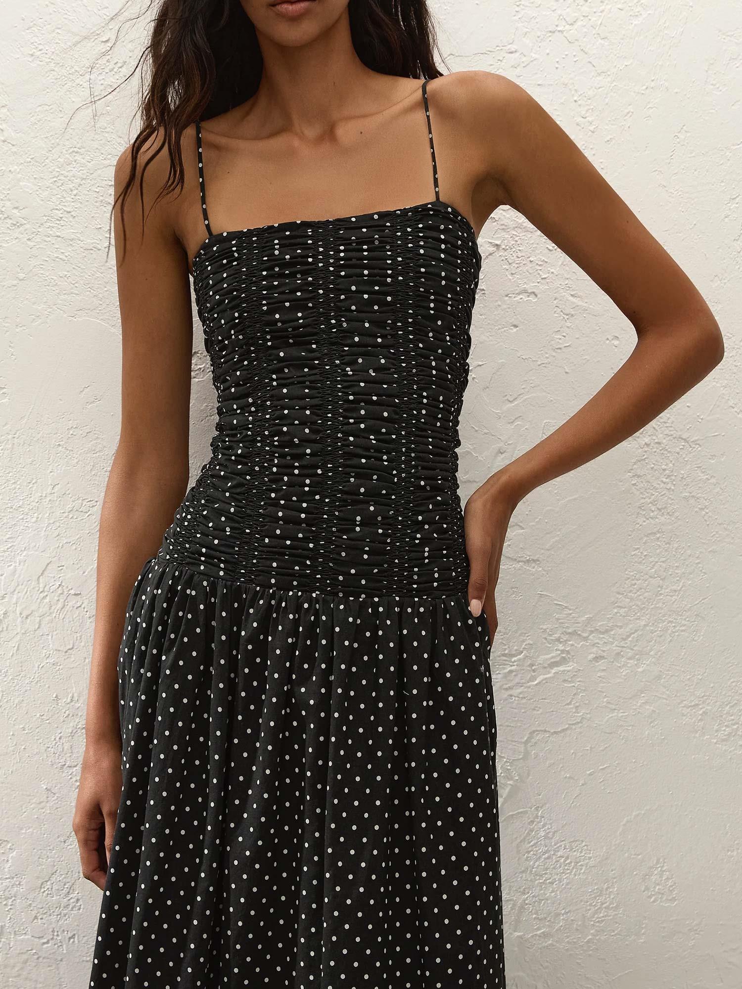 Mira Maxi Dress - Lola Polka Dot Black/Offwhite