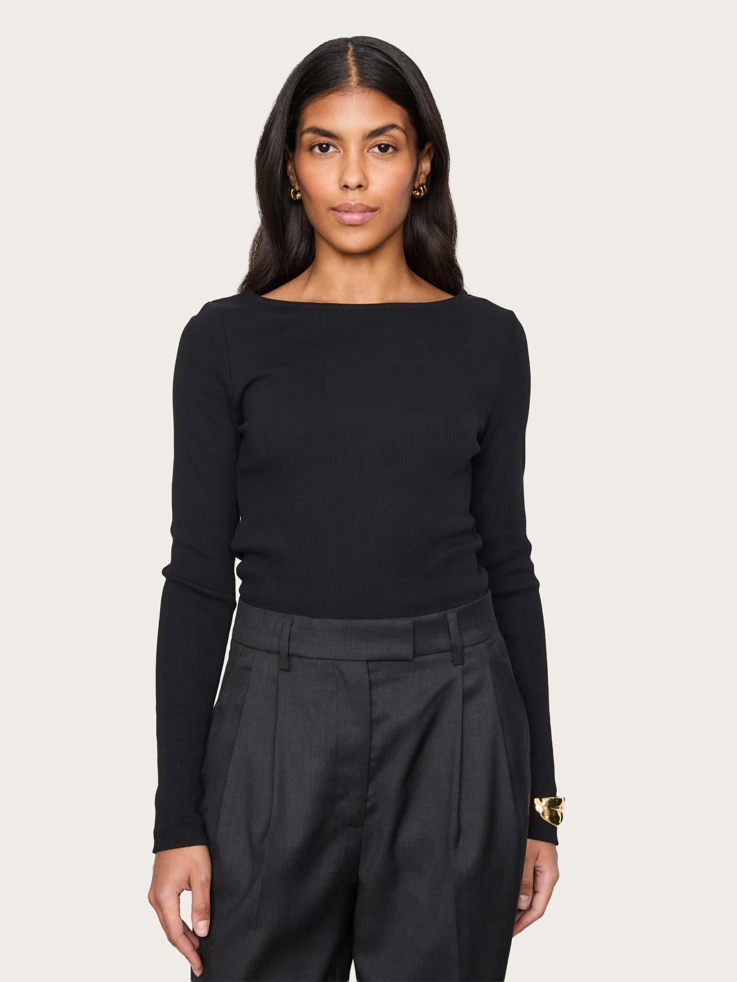 Petronella Rib Boatneck - Black