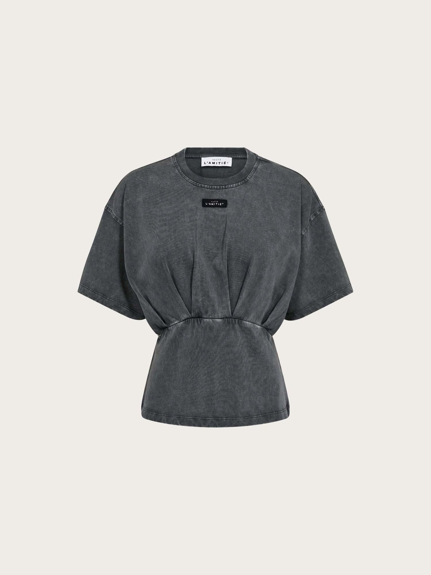 Romie Acid Pleat Tee - Black Acid Wash