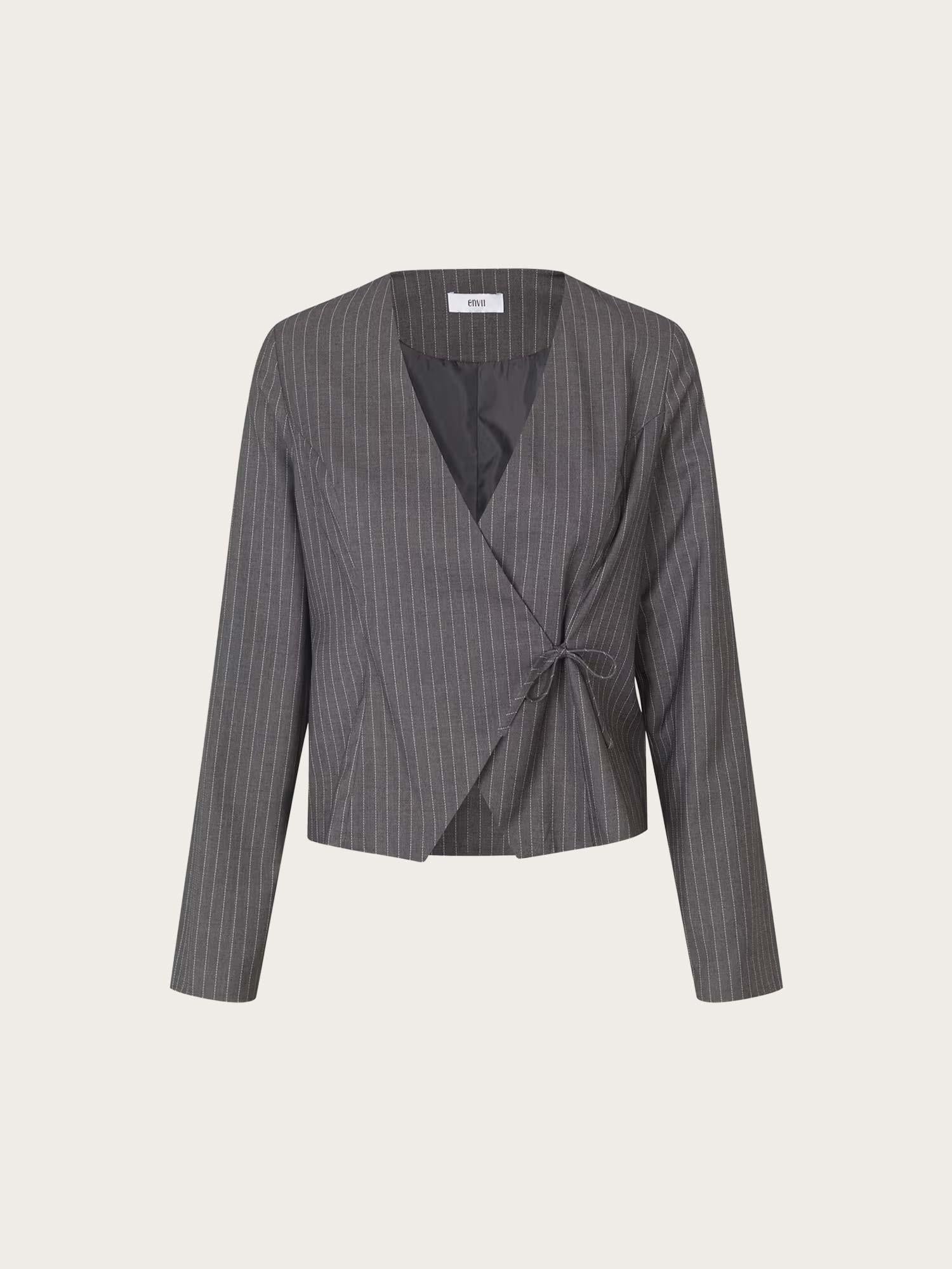 Encroydon LS Top - Grey/White Pinstriped