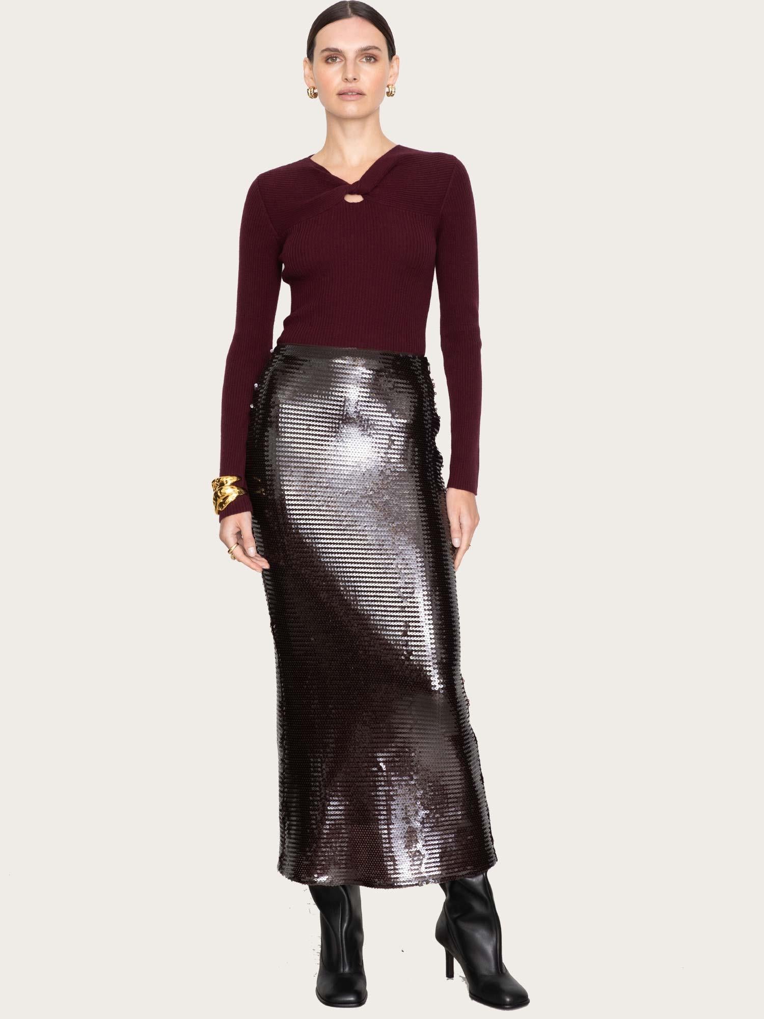 Eclipse Sequin Skirt - Bordeaux