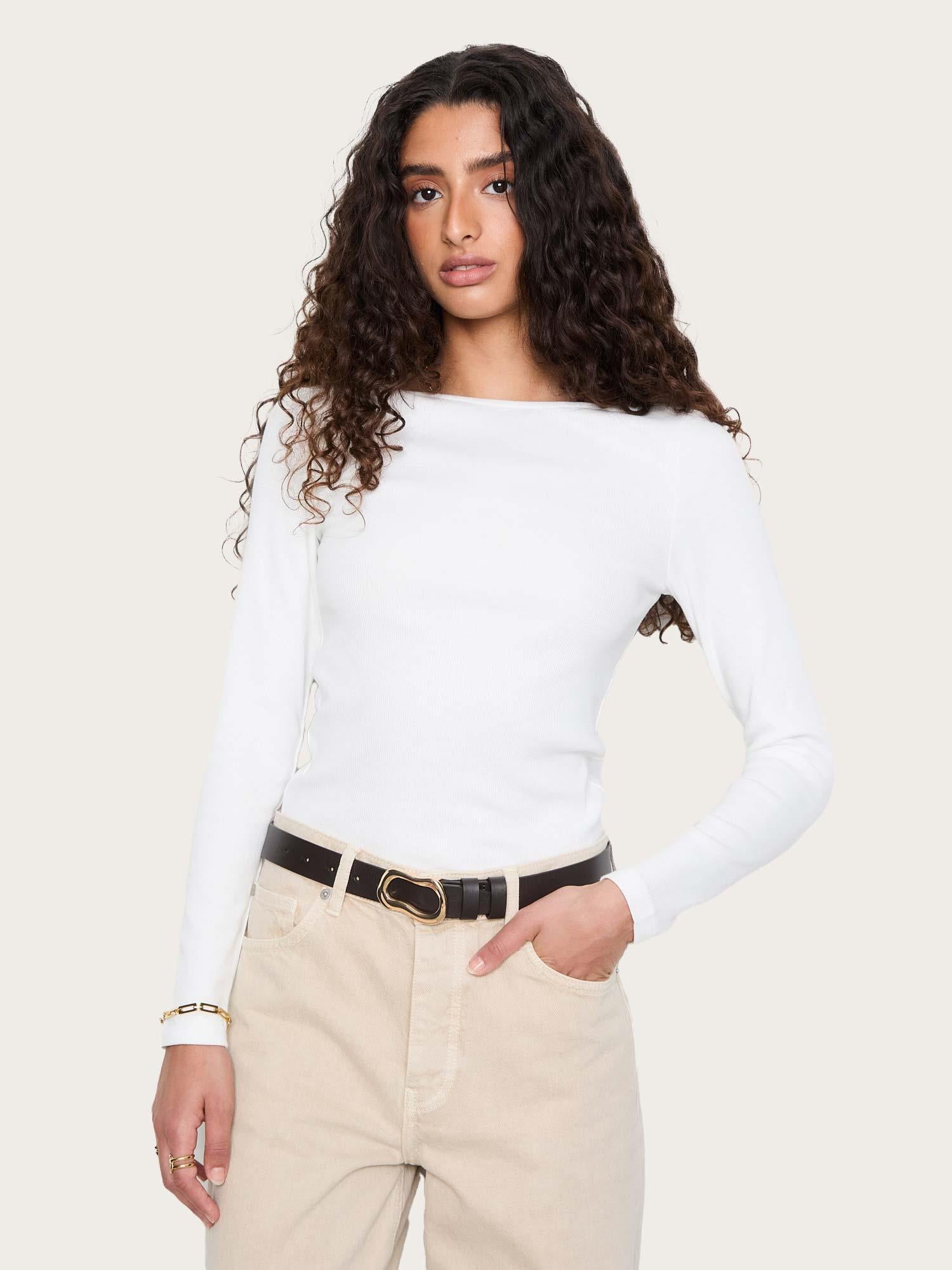 Petronella Rib Boatneck - Offwhite