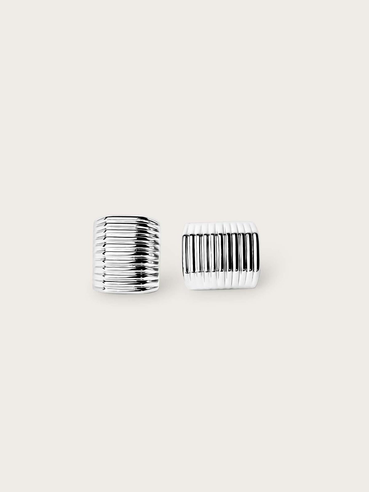 Ribbed Earrings - Silver