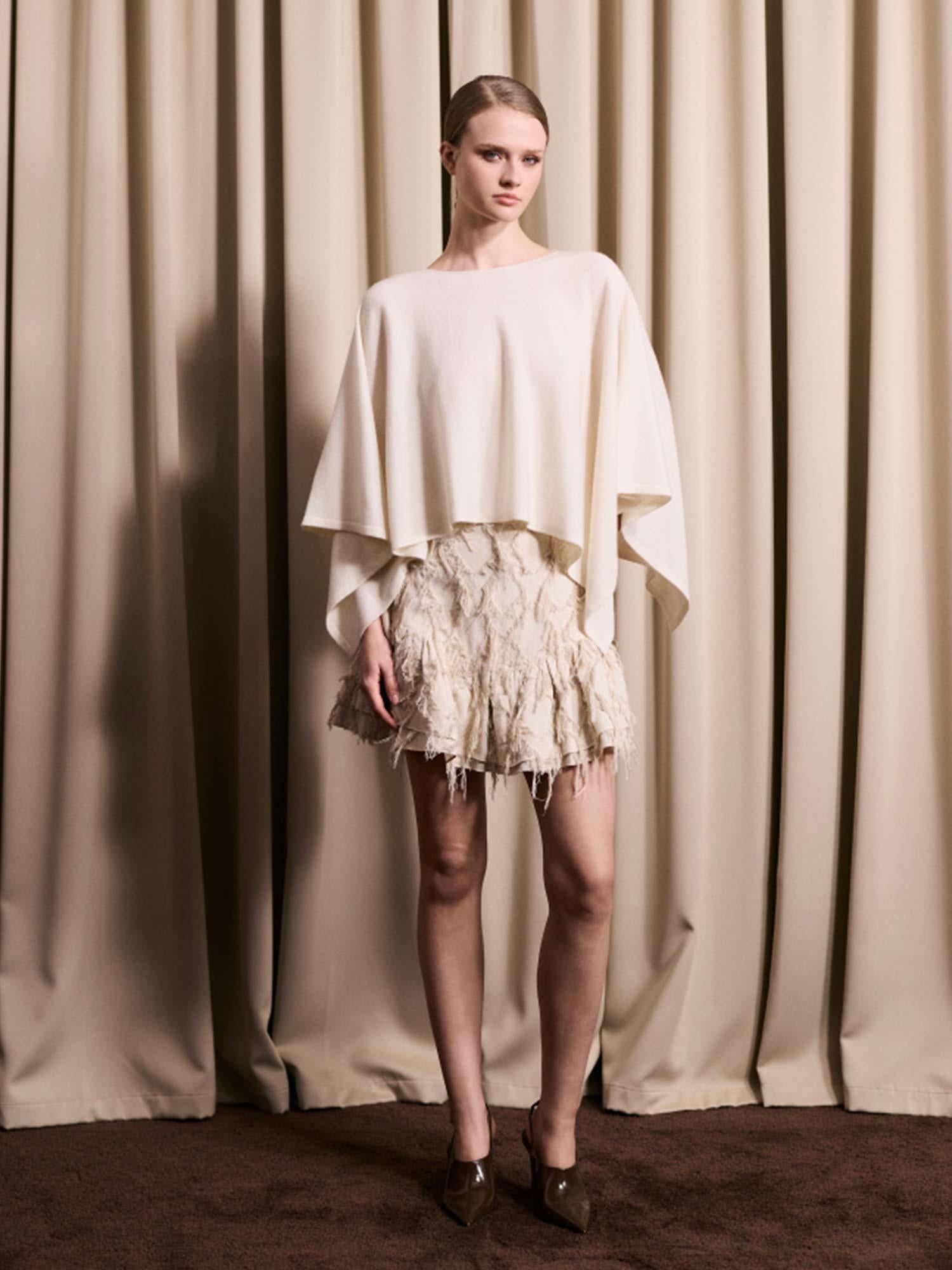 Enzo Merino Poncho - Ivory White