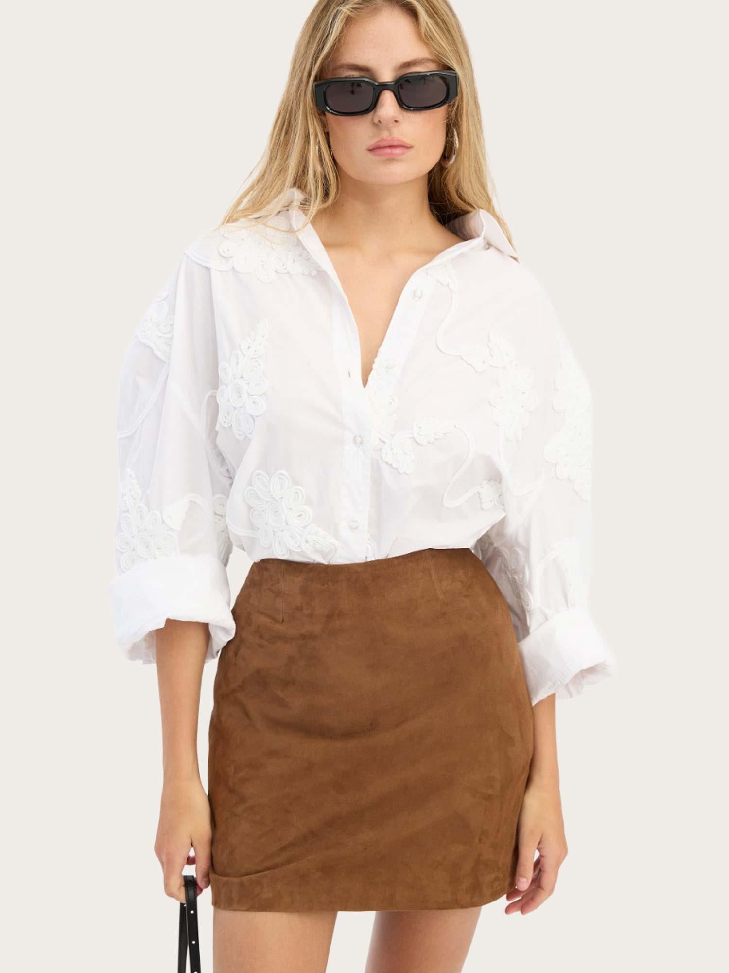 Flower Oversized Shirt - Bright White