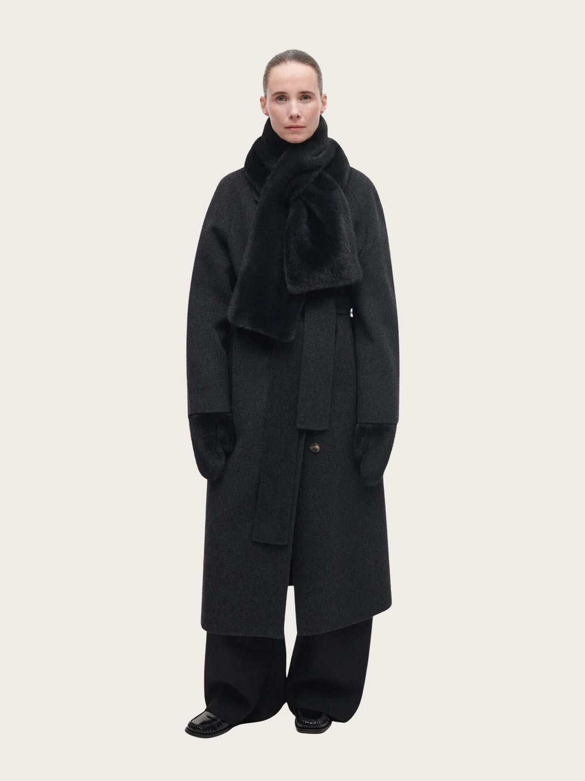 Jemma Faux Mink Scarf - D. Grey