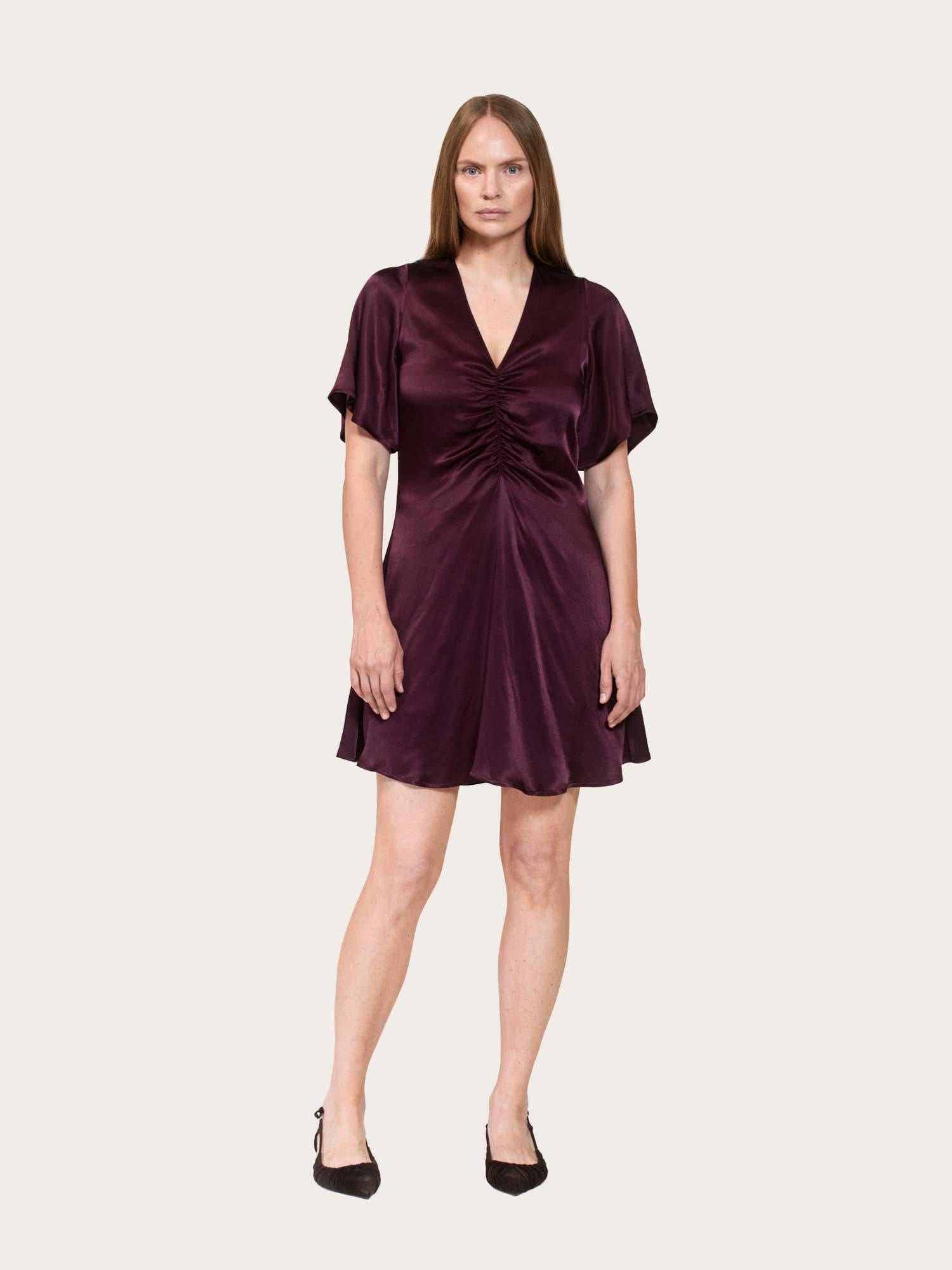 Lieben Satin Dress - Burgundy