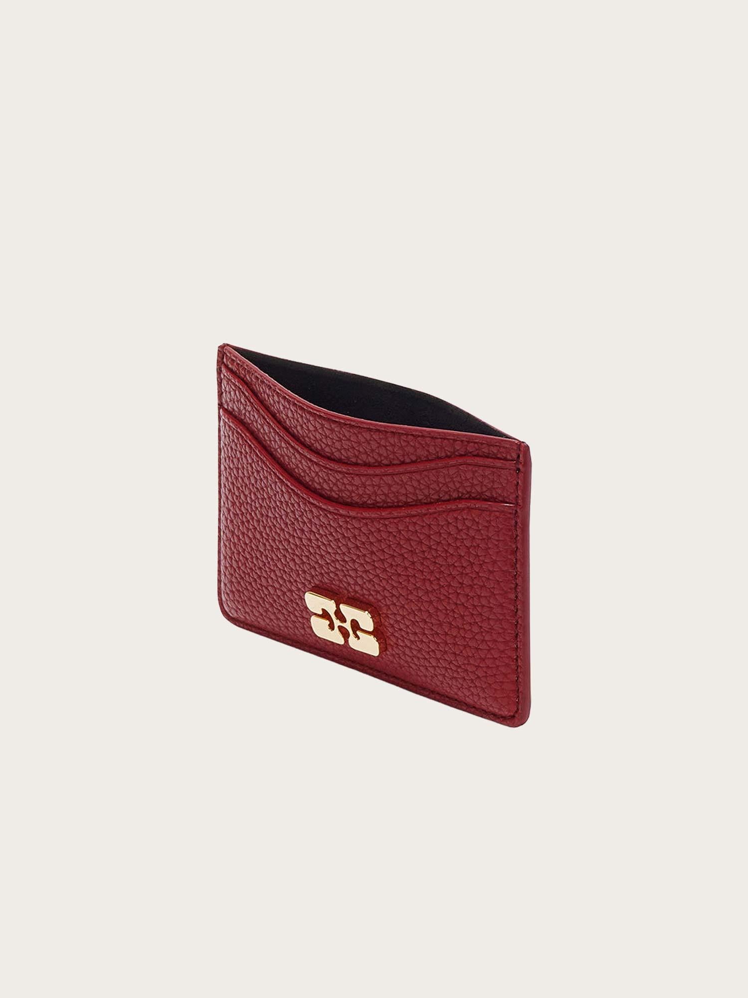 Card Holder Grained Gold - Red Dhalia