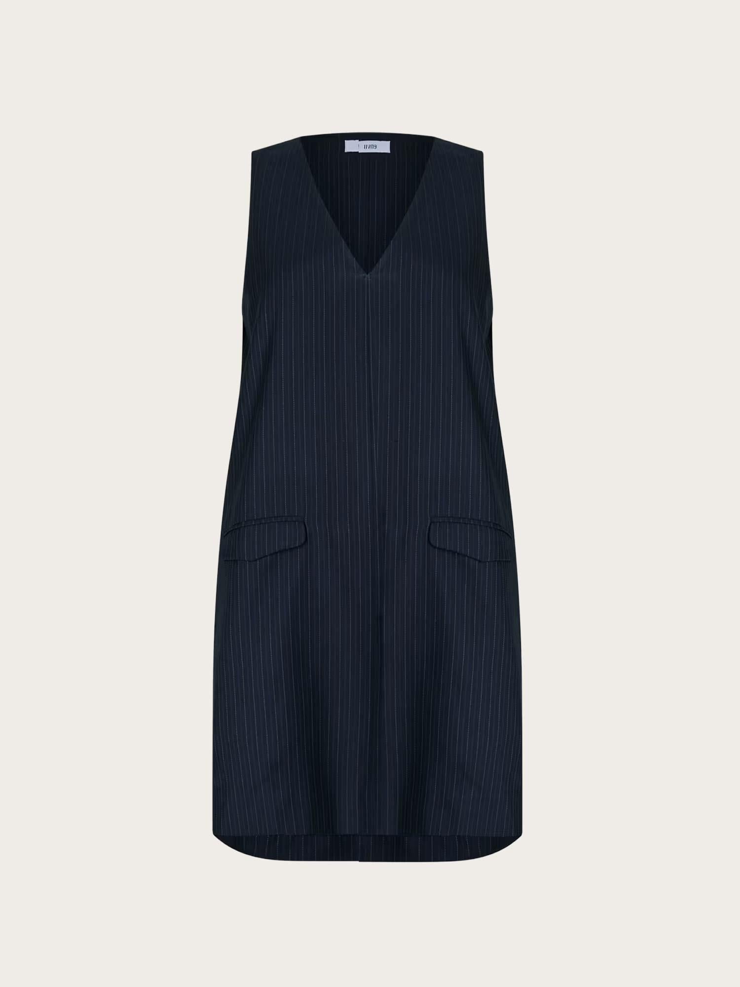 Enwood Pocket Dress - Dark Navy Pinstripe