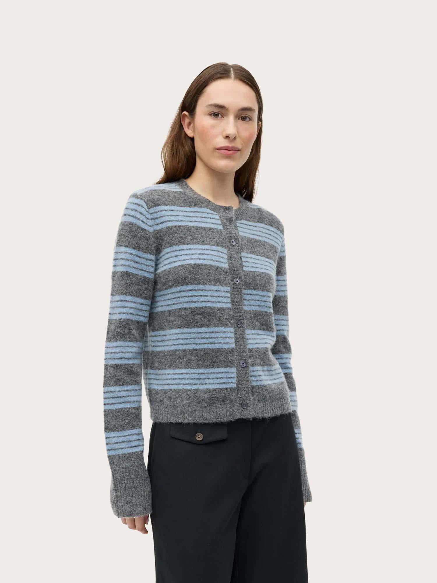 Enada ls Cardigan st - Denim Stripe