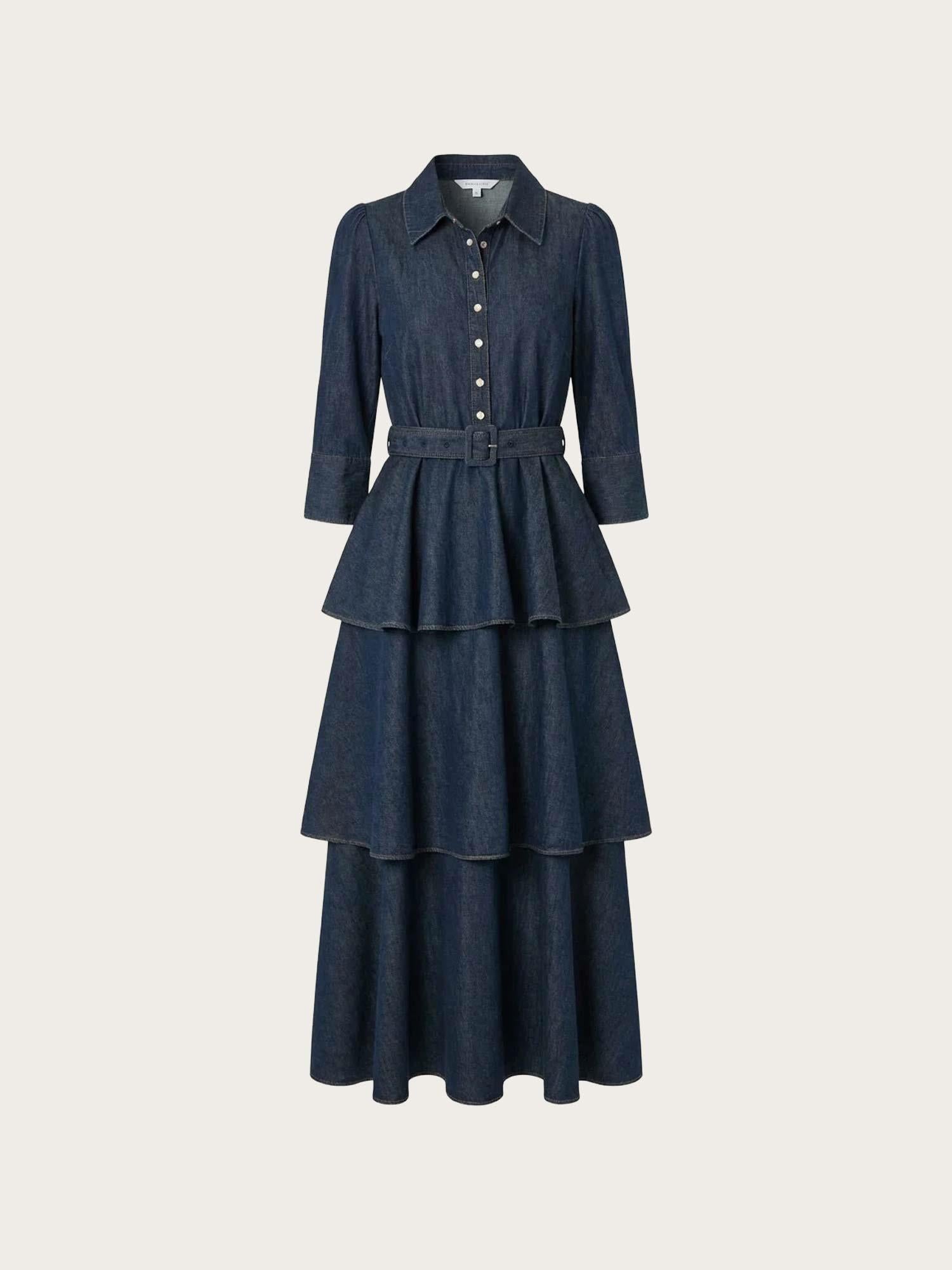 Denim Flounce Dress - French Blue