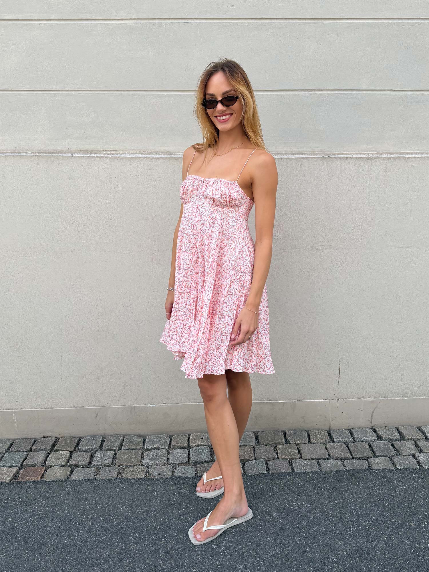 Anessa Mini Dress - Micro Calla Print/Vermillon