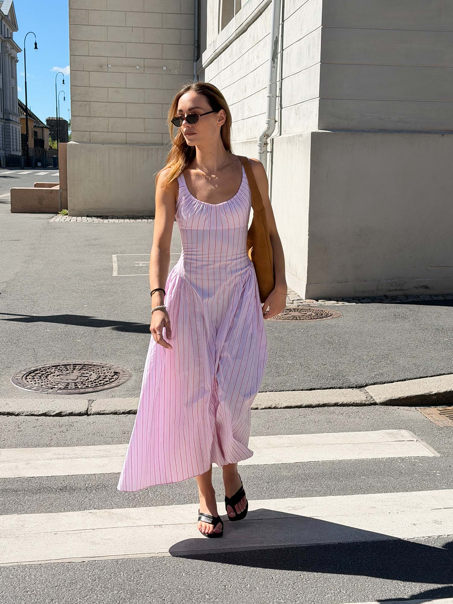 Marcella Midi Dress - Fiori Stripe Palazzi