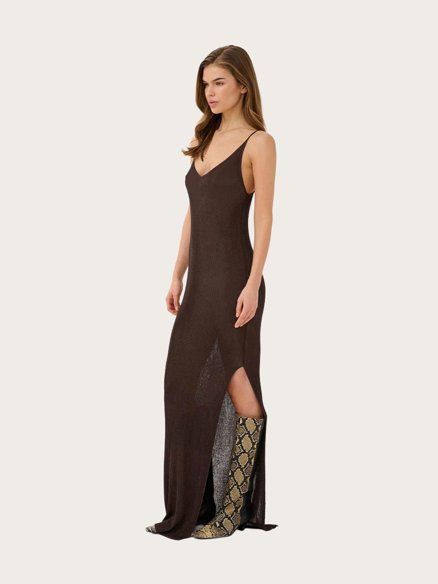 Silvi Singlet Dress - Deep Brown Metallic