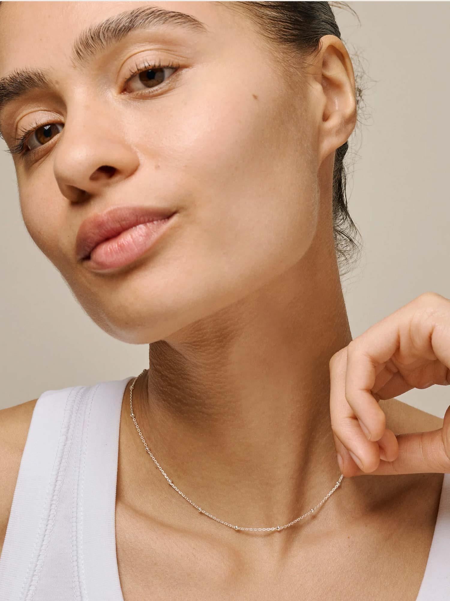 Necklace Beaded Chain - Silver
