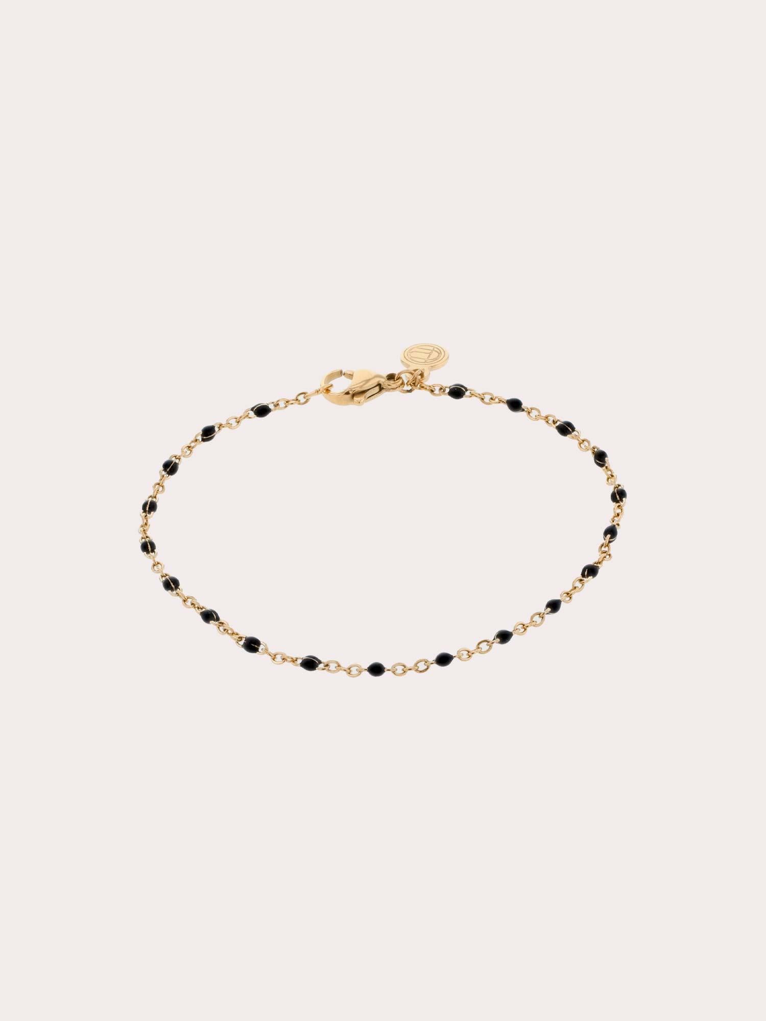 The Black Bead Bracelet - Gold