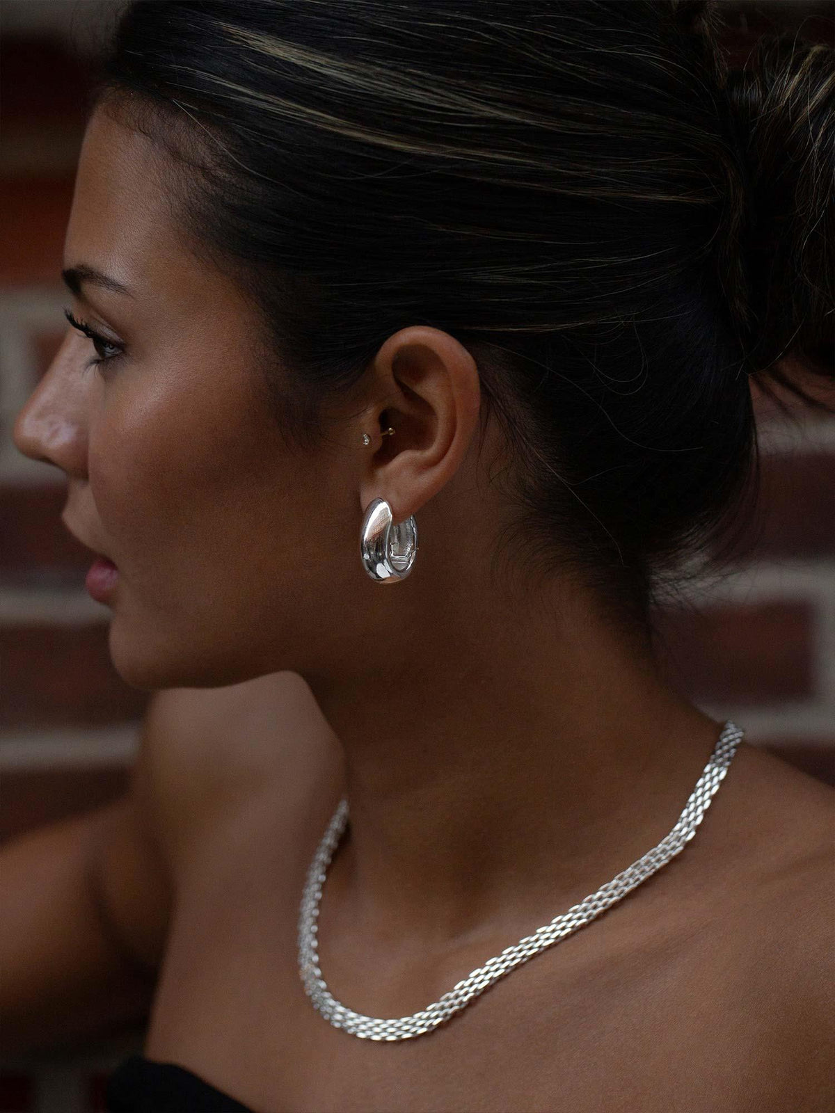Oval Dome Hoops - Silver