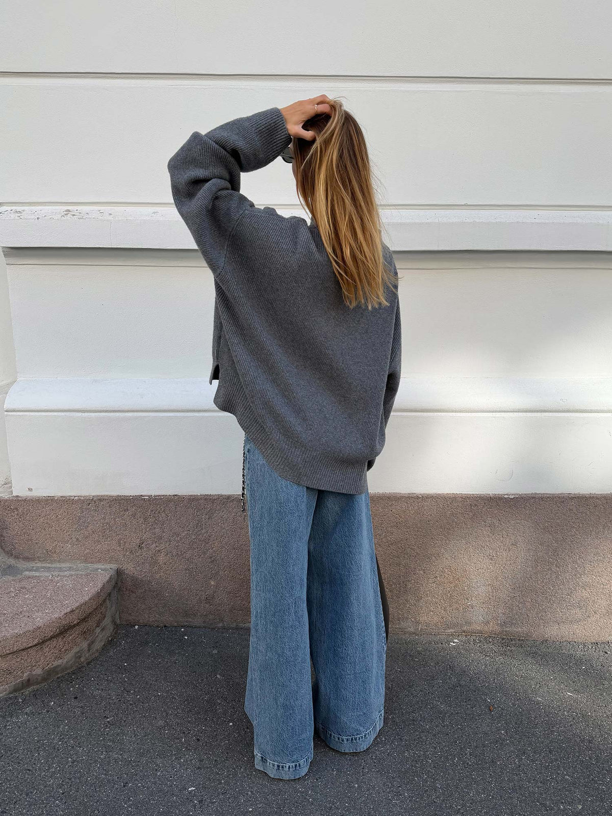 Frame Oversized Sweater - Gray Camo