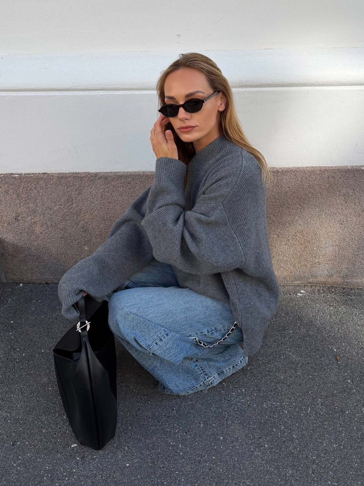 Frame Oversized Sweater - Gray Camo