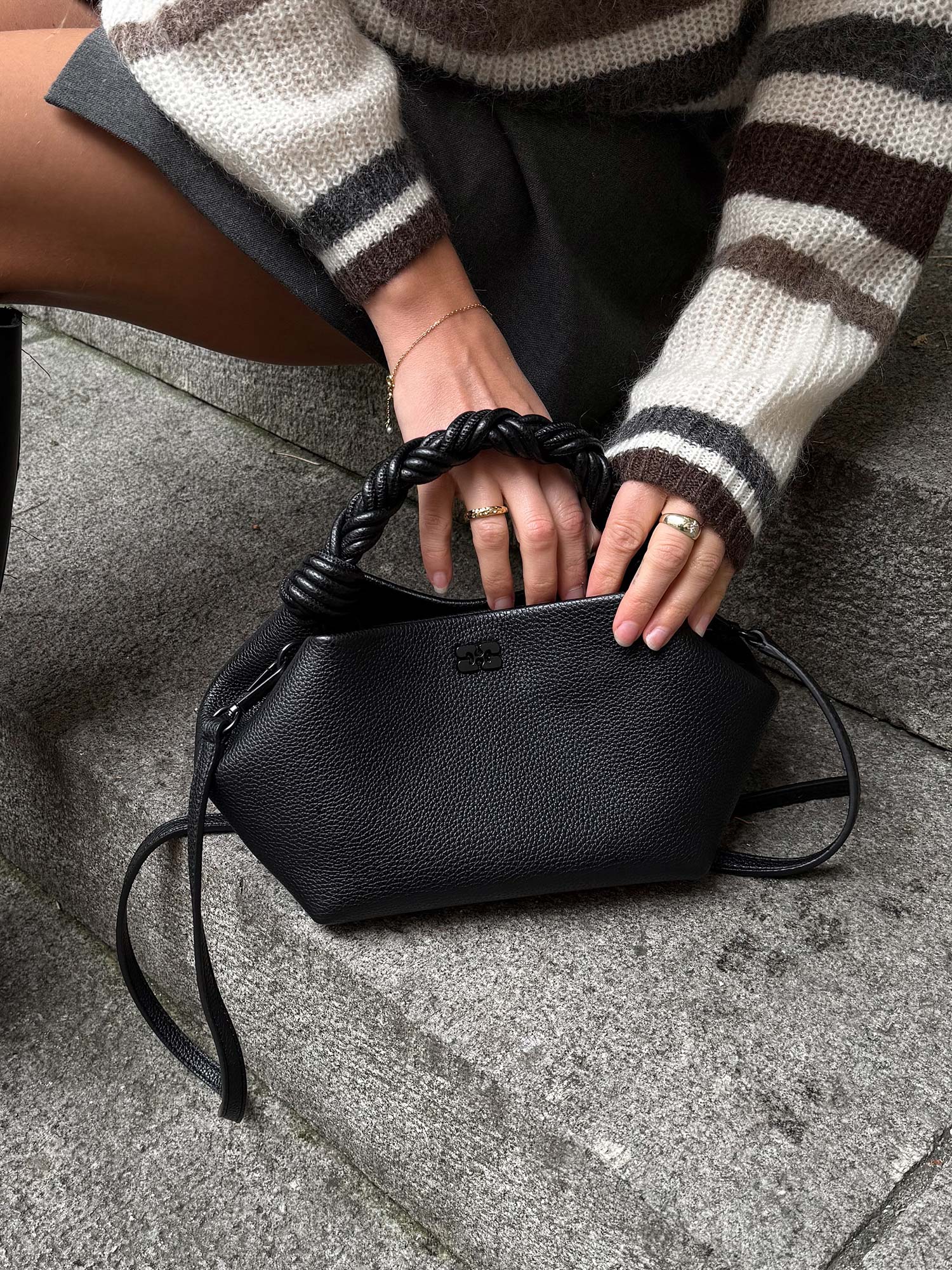 Ganni Bou Bag Small Grained - Black