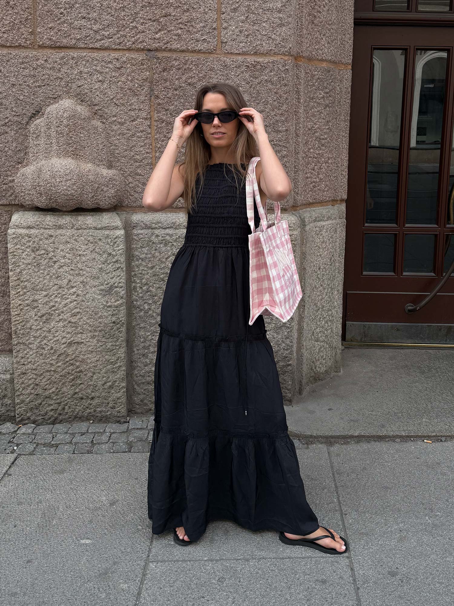 Viscose Habotai Maxi Smock Slip Dress - Phantom