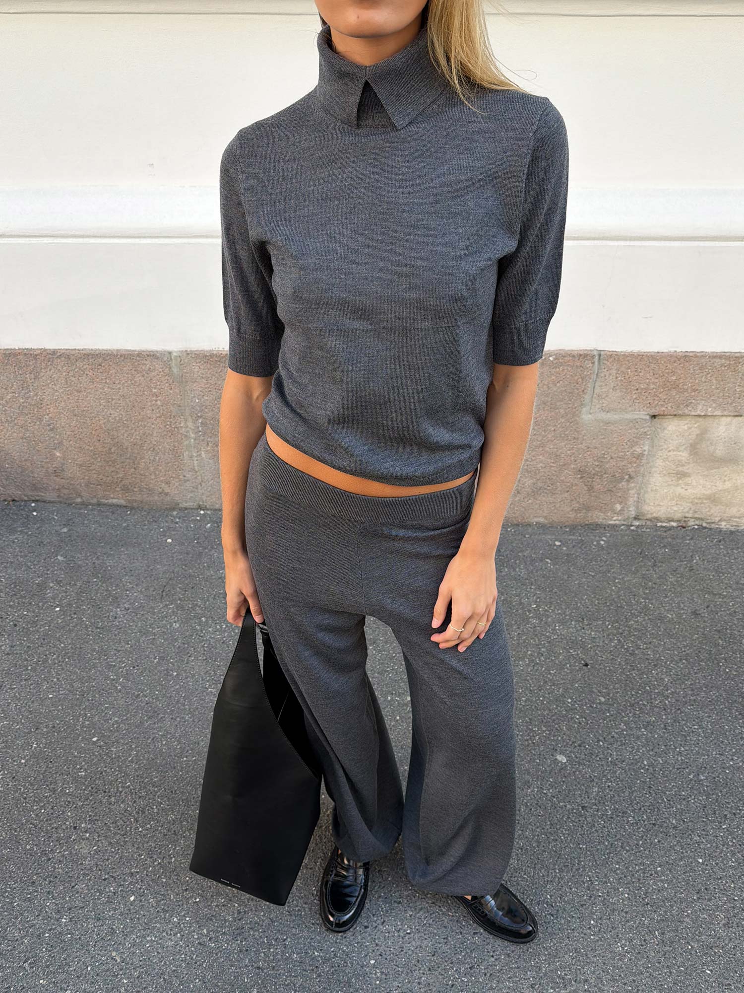 Perry Knit Blouse - Dark Grey