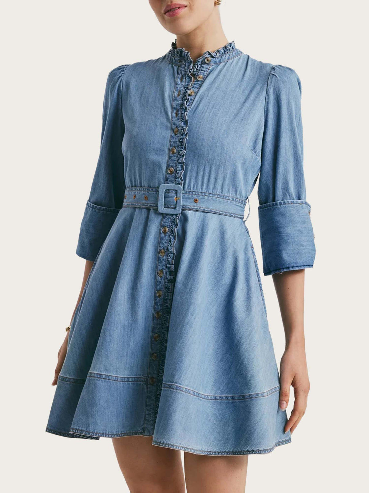 Denim Mini Dress - Light Blue