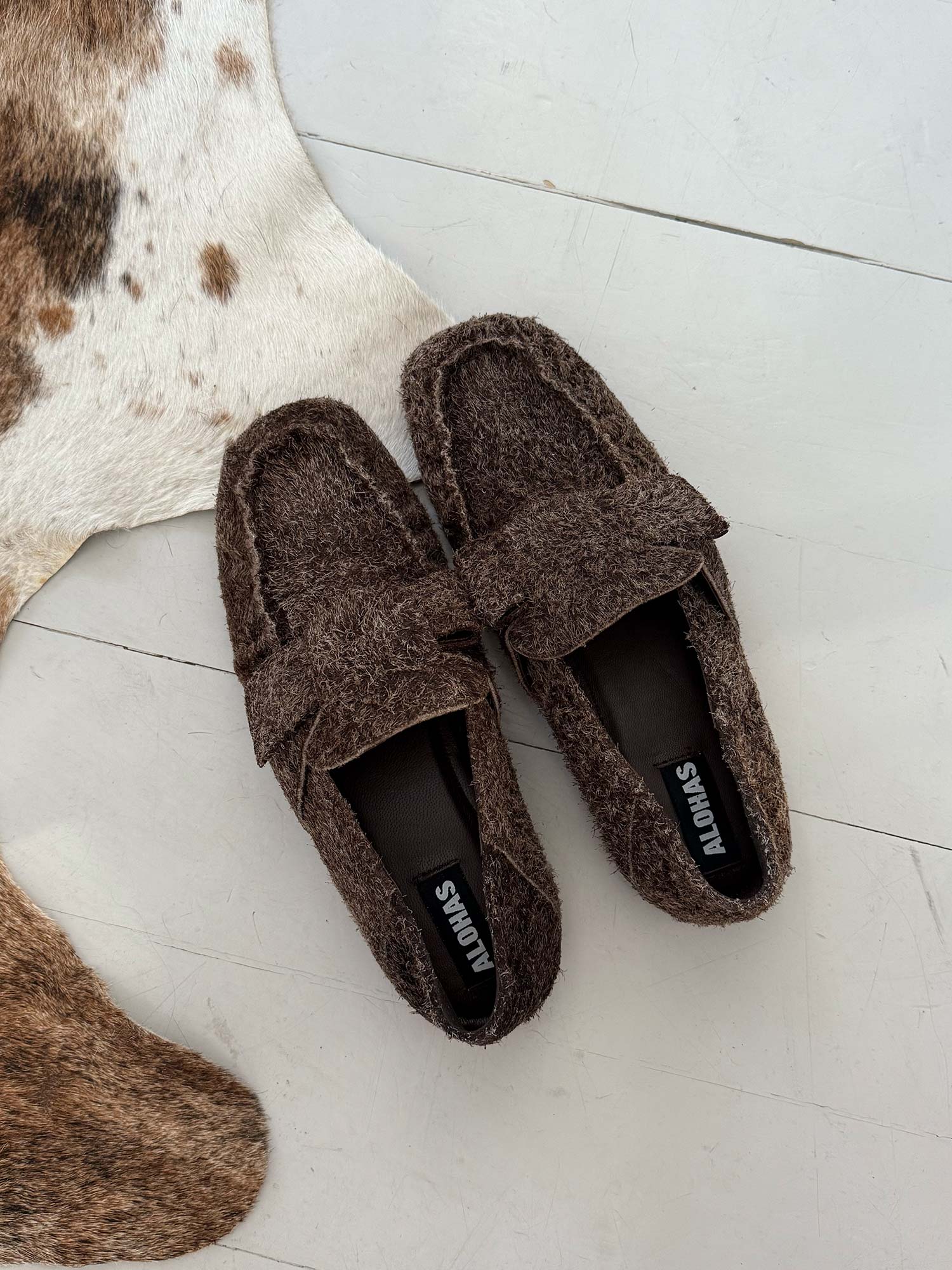 Aeryn Suede Fuzzy Brown Leather