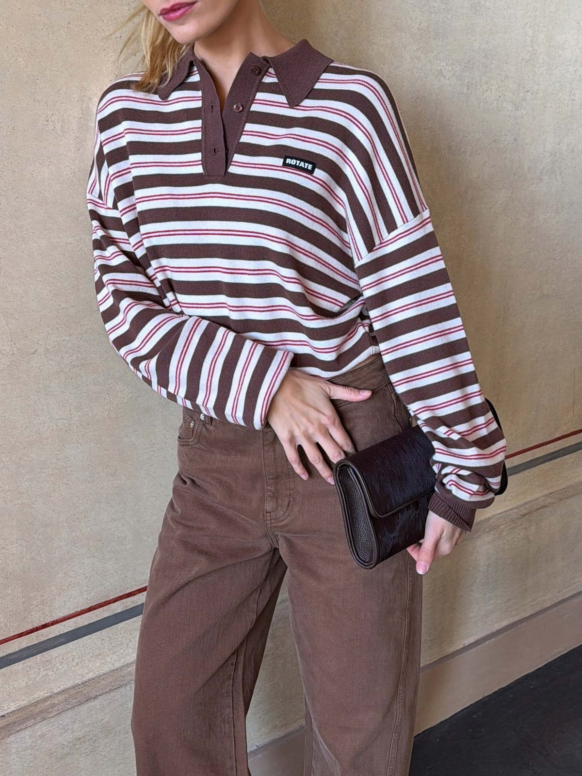 Slinky Knit Polo - Shaved Chocolate