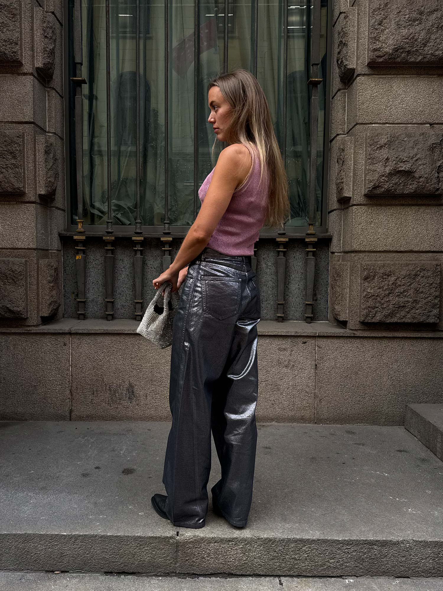 Metallic Denim Christgel Jeans - Vintage Blue/Gun Metal