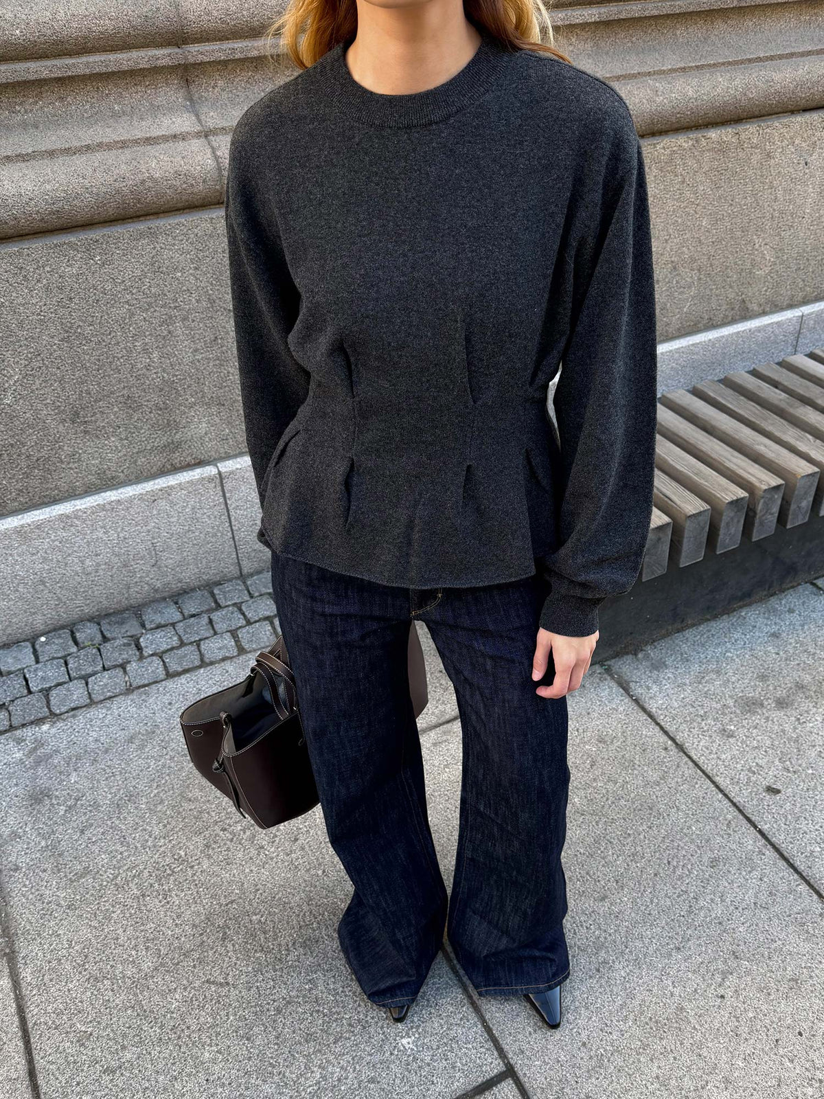 Manzi Waist Pullover - Deep Graphite Melange