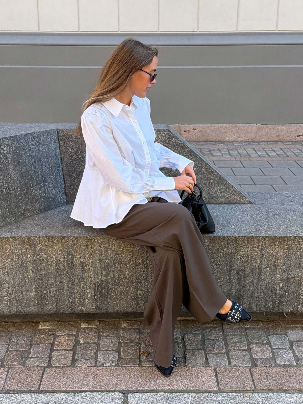 Poplin Peplum Blouse - White