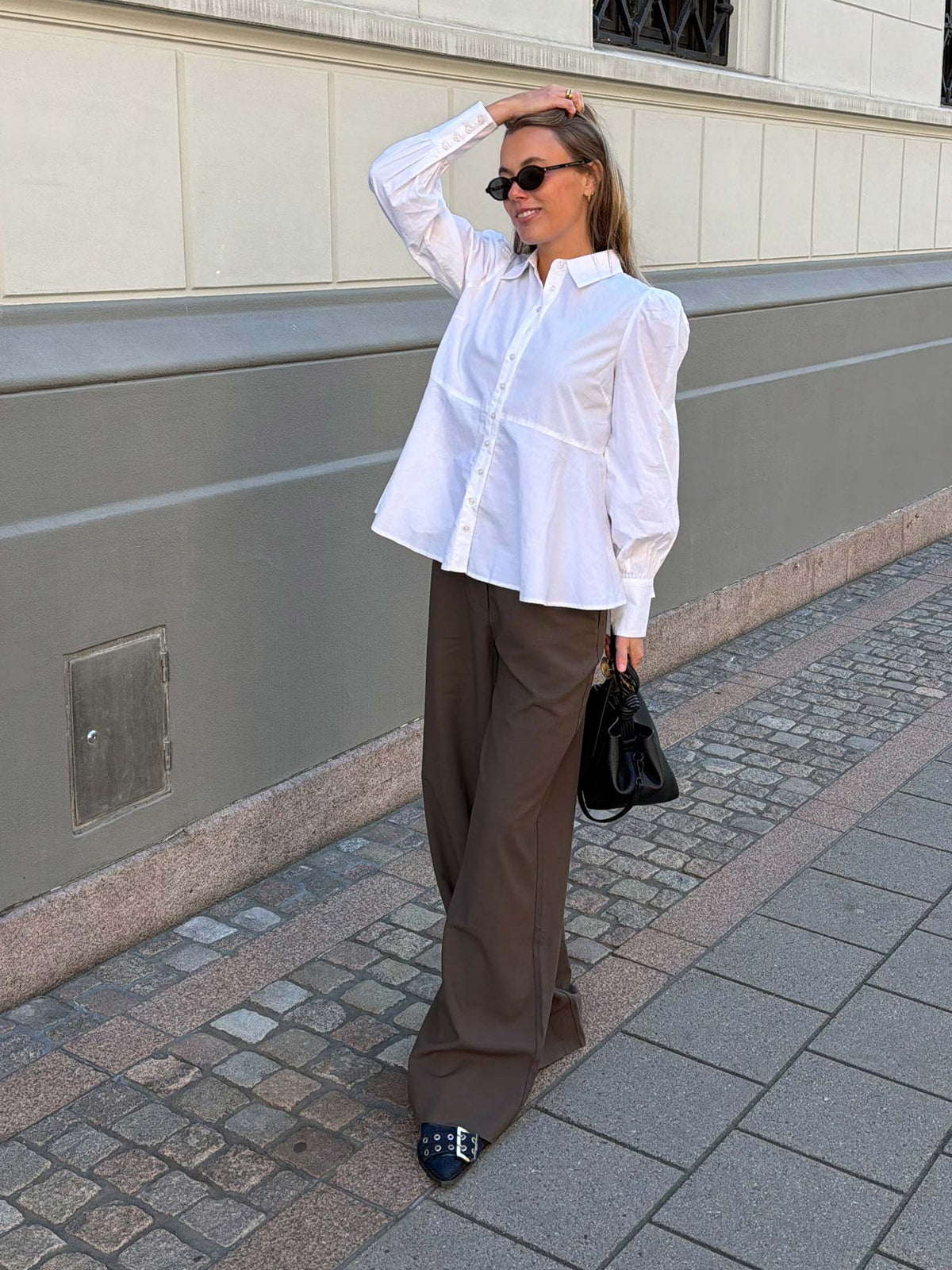 Poplin Peplum Blouse - White