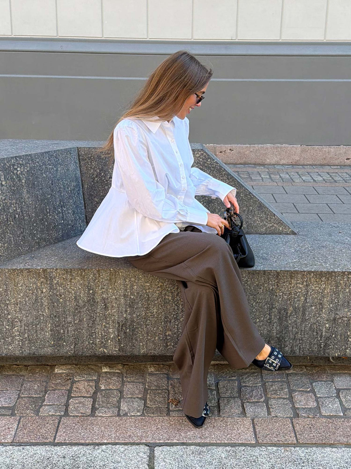 Poplin Peplum Blouse - White