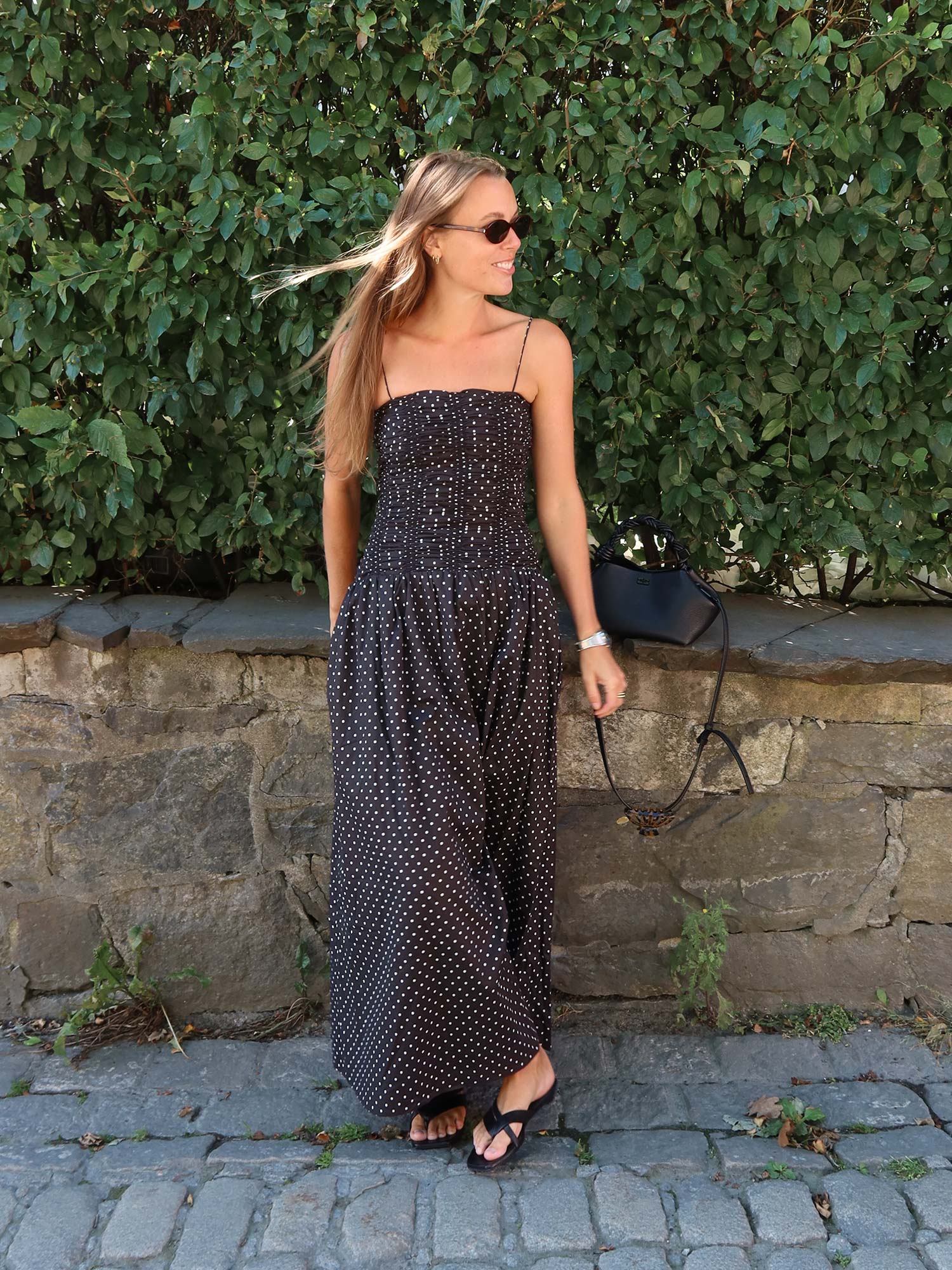 Mira Maxi Dress - Lola Polka Dot Black/Offwhite