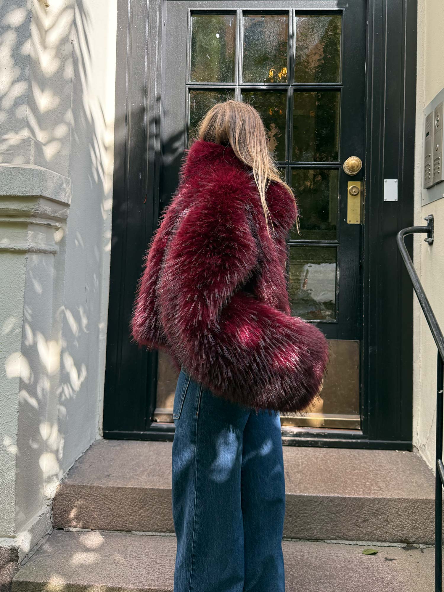 Faux Fur Crop Jacket - Zinfandel