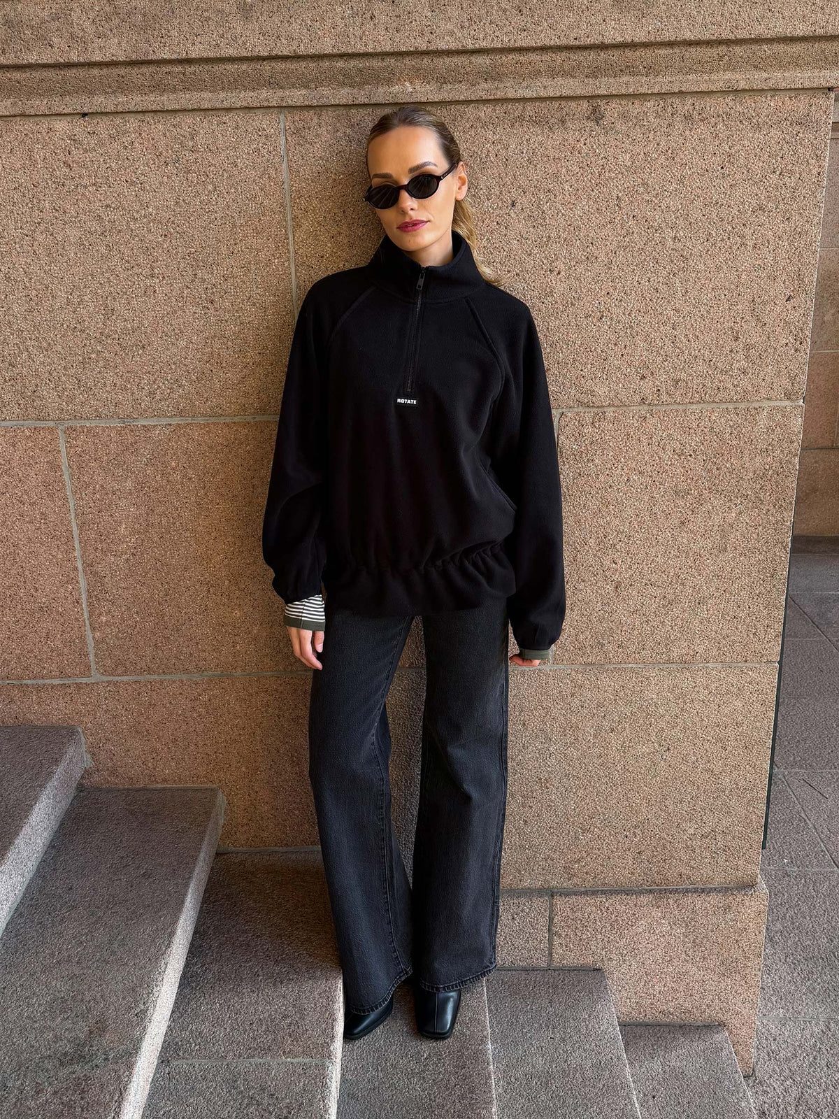 Fleece Half Zip Jacket - Black
