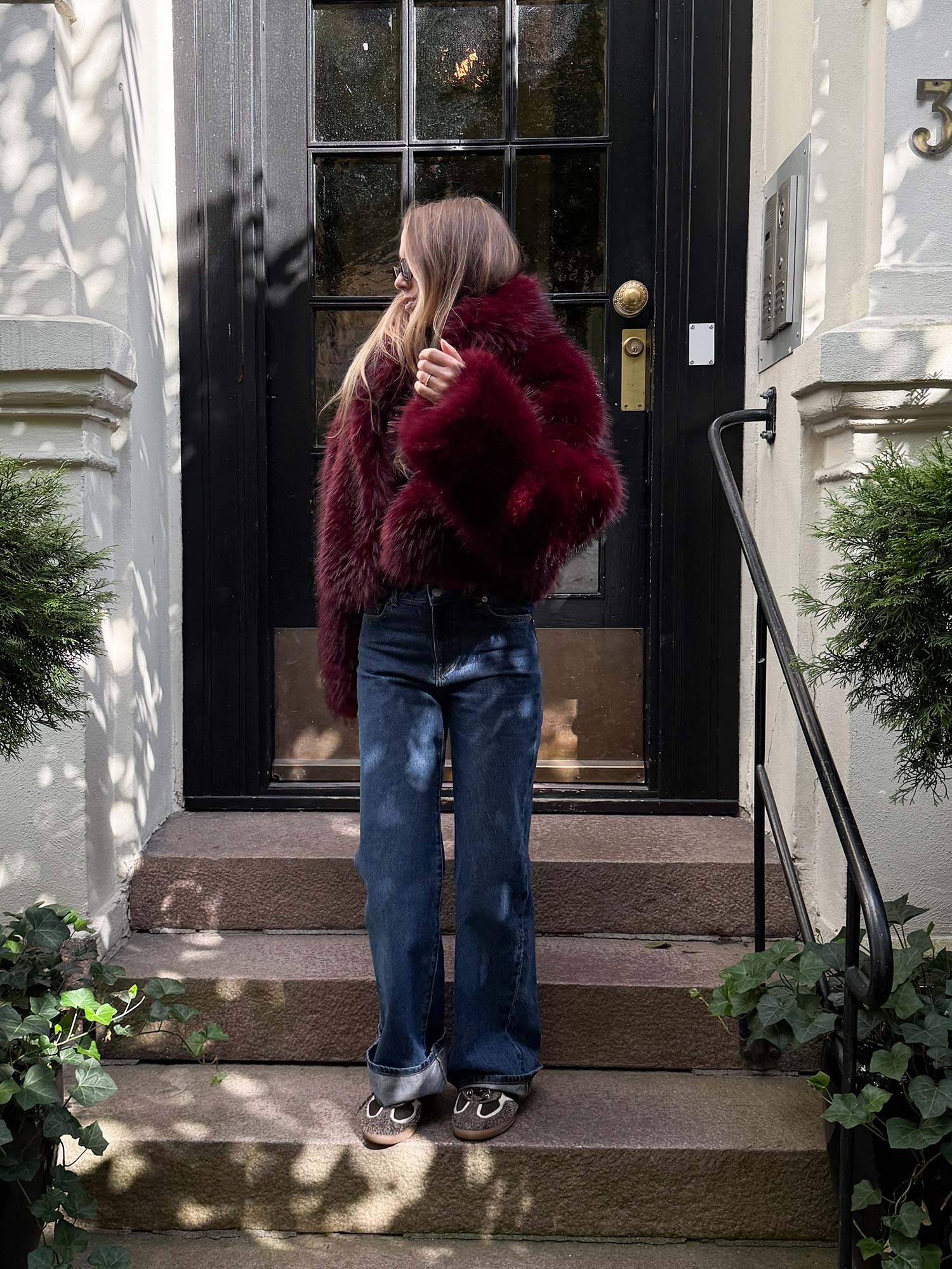 Faux Fur Crop Jacket - Zinfandel