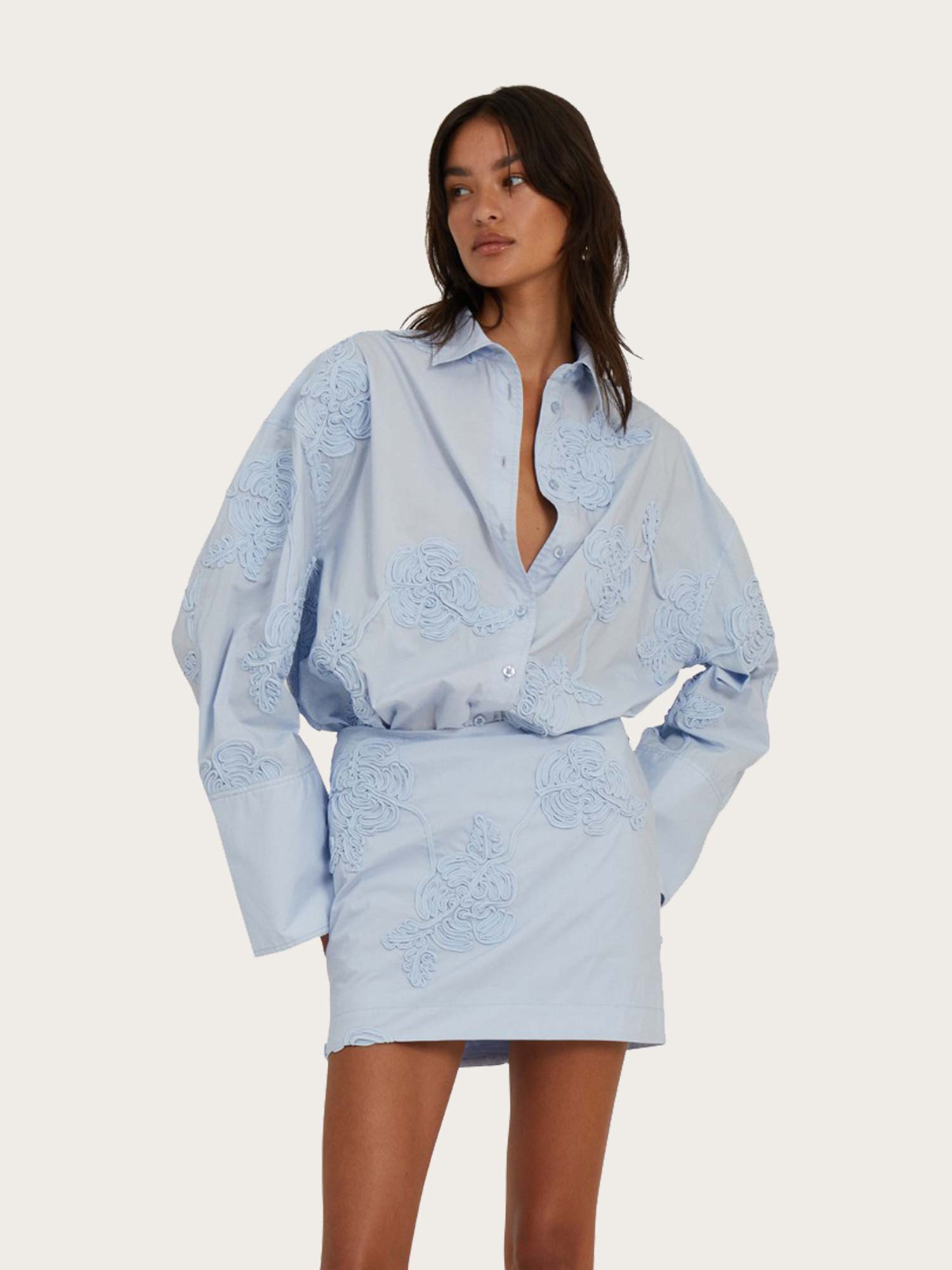 Flower Oversized Shirt - Skyway