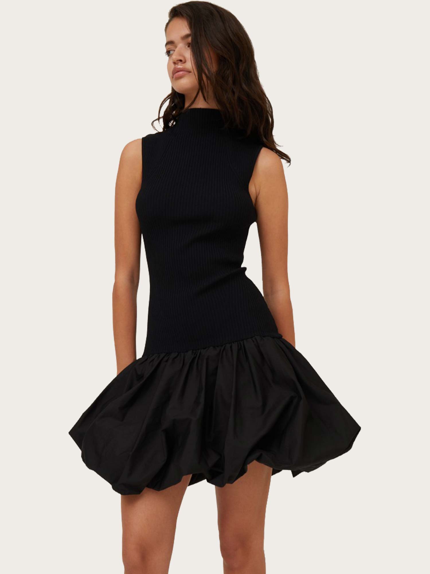 Knit Racer Cut Dress - Black