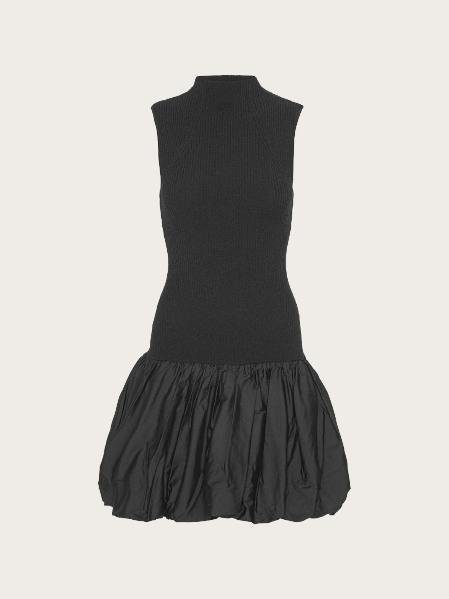 Knit Racer Cut Dress - Black