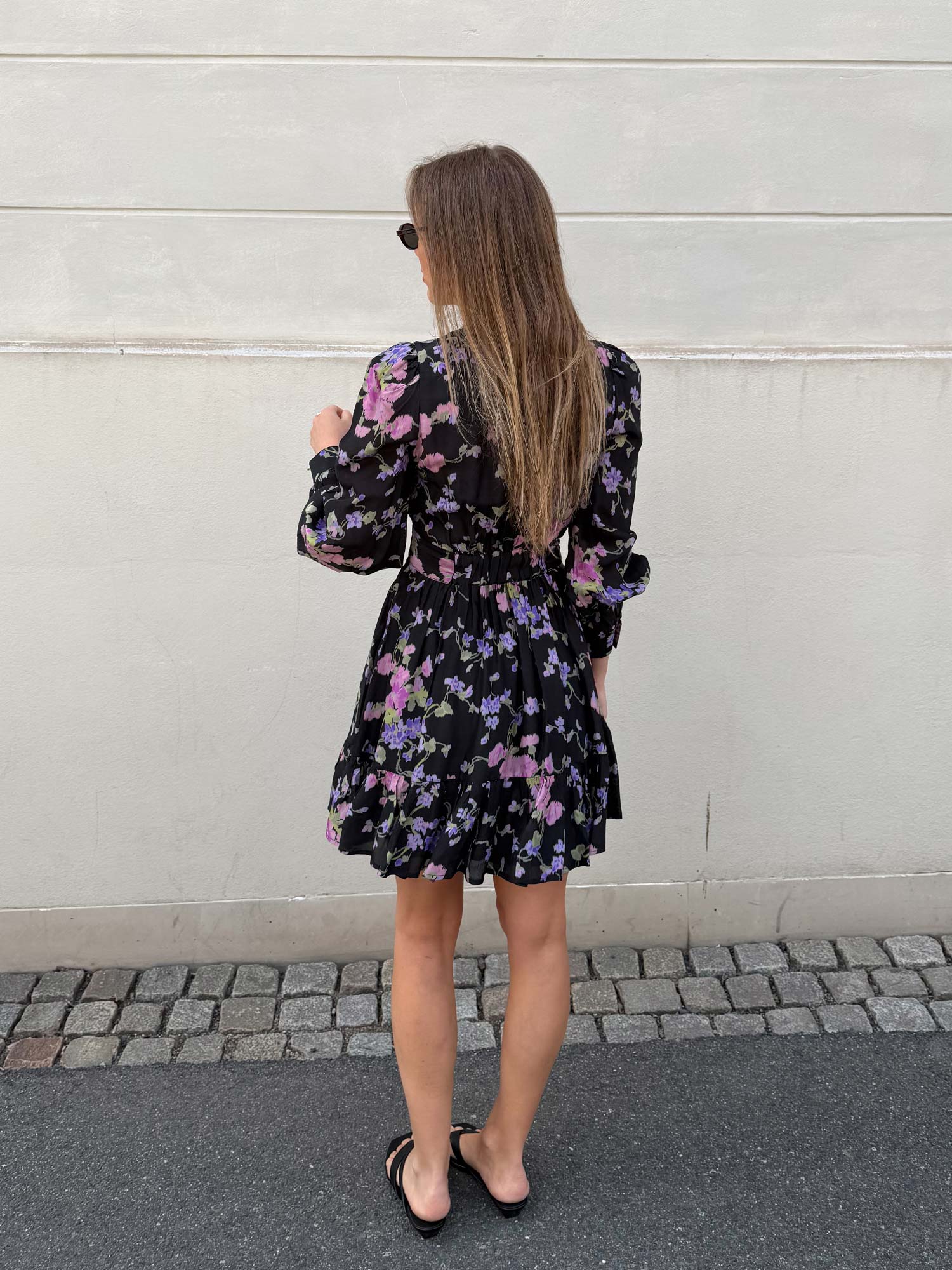 Striped Organza Flounce Dress - Midnight Viola