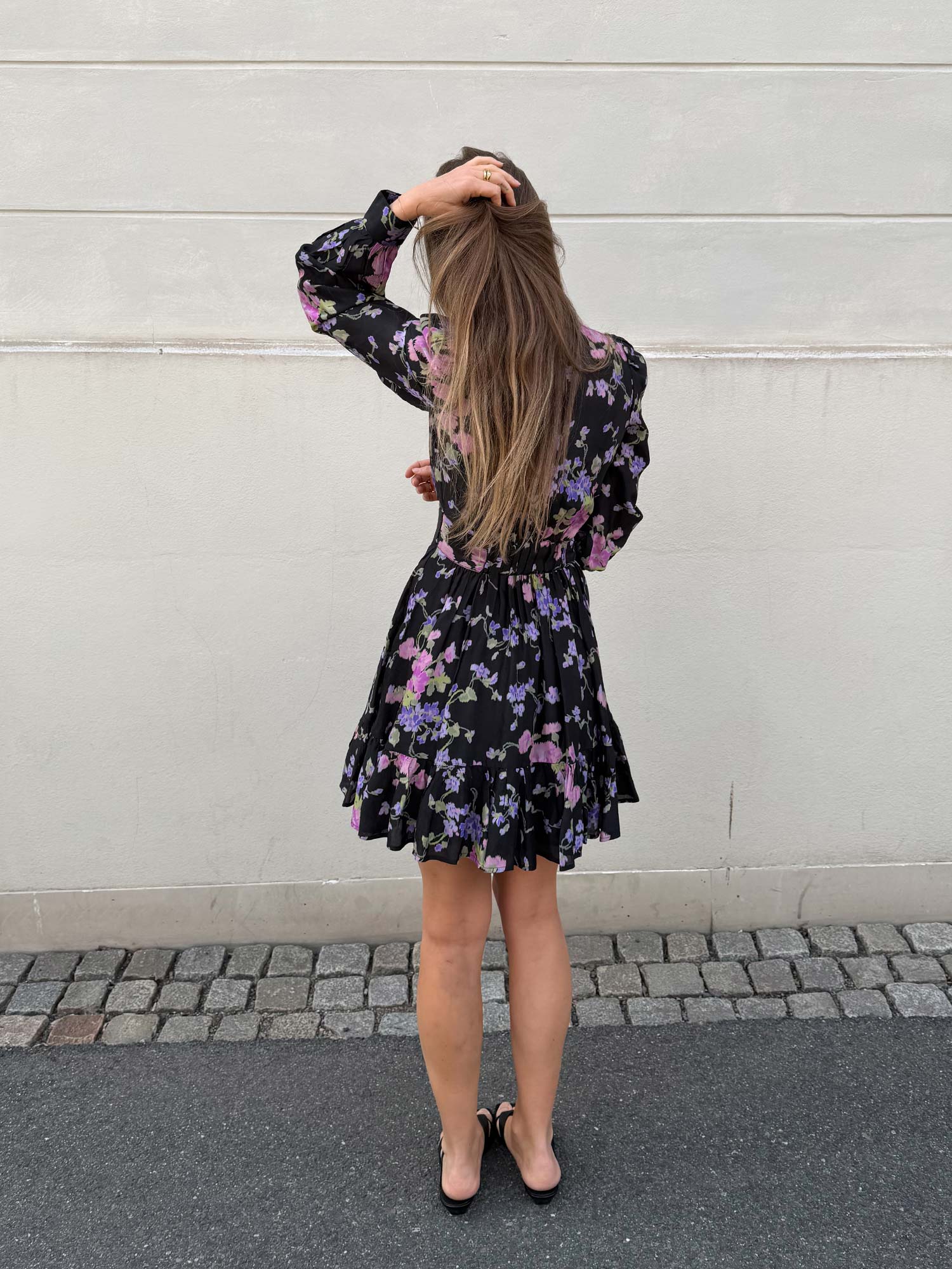 Striped Organza Flounce Dress - Midnight Viola