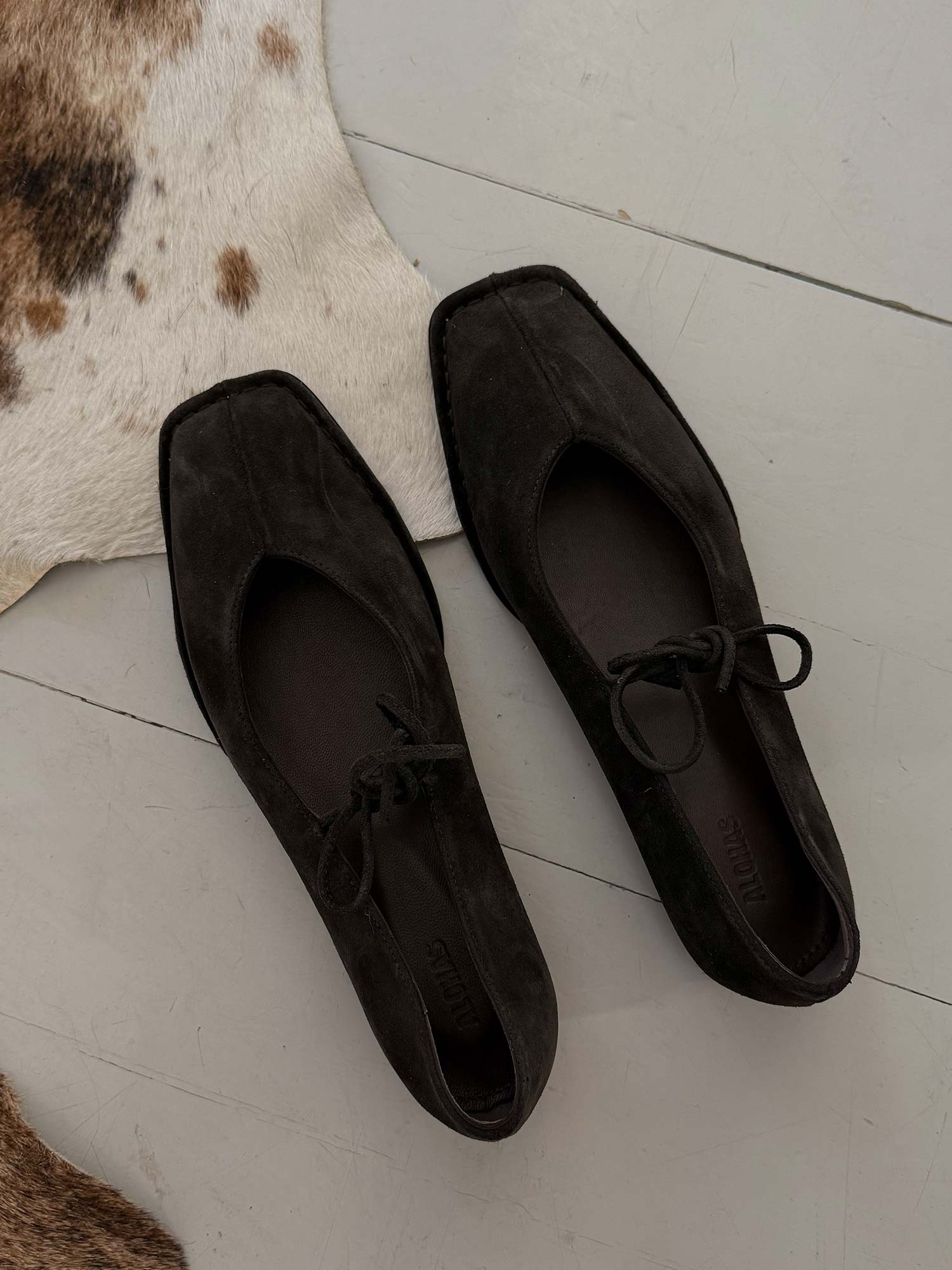 Sway Suede Coffee Brown Leather Ballet Flats