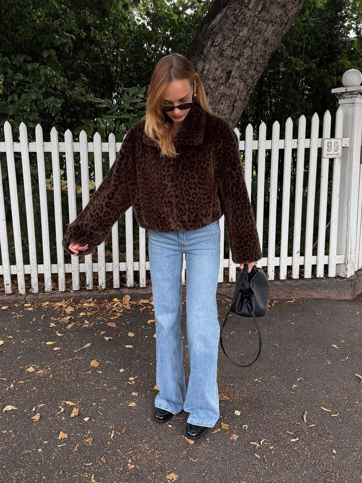 Faux Fur Crop Jacket - Desert palm comb.