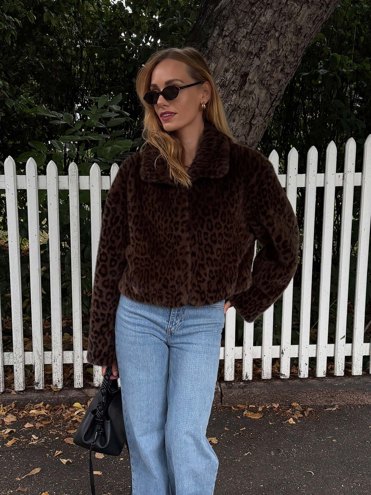 Faux Fur Crop Jacket - Desert palm comb.
