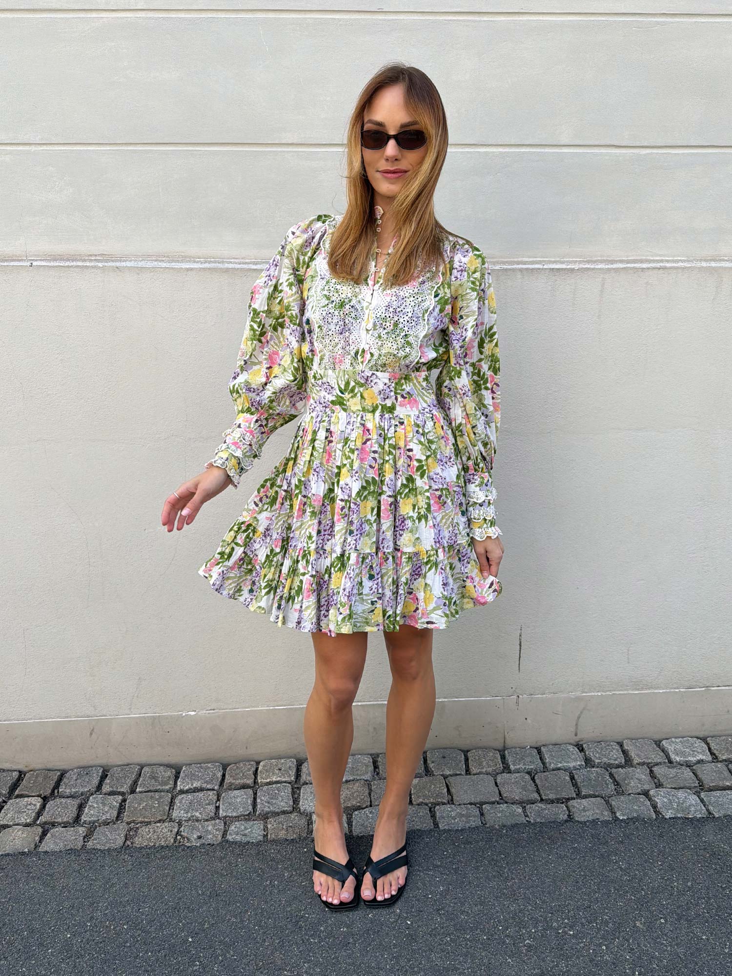 Cotton Slub Mini Dress - Summer Lilacs